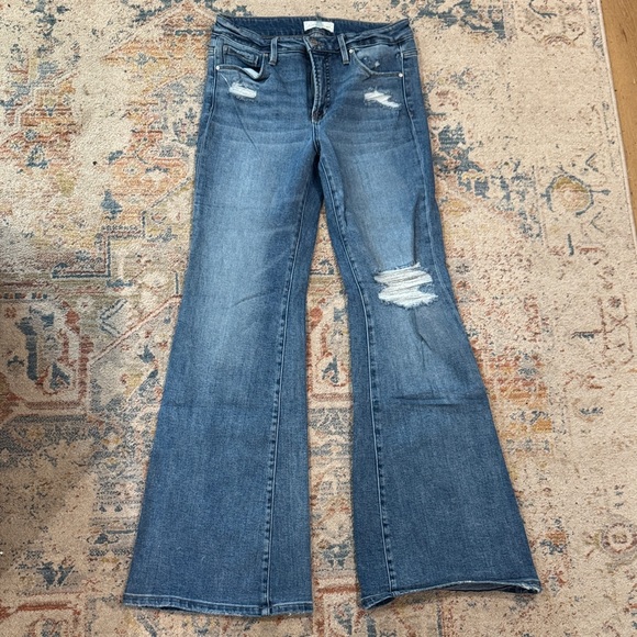 Risen Flare Women's Distressed Blue Jeans - Picture 1 of 5